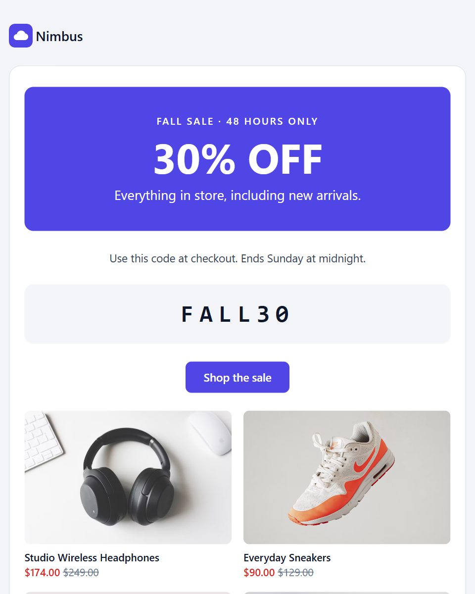 Promo / sale email