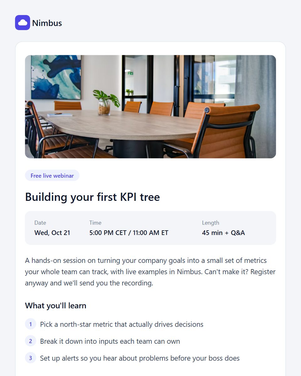 Webinar invite email